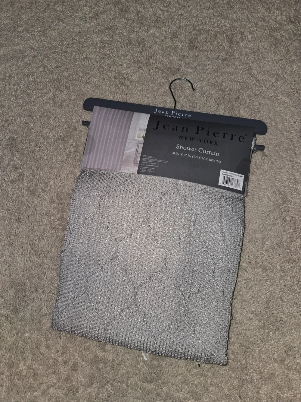 Jean Pierre New York Metallic Sparkle Geometric Shower Curtain Grey 70x72 NWT